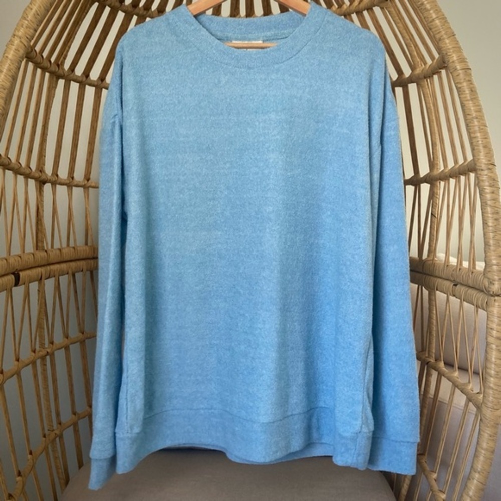 🦕Vintage Terry Cloth XXL J. America Sweater Baby Blue Coastal Resort UNISEX